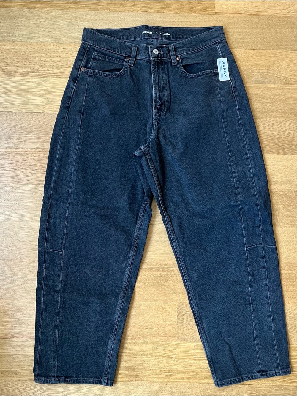 Old Navy NWT High-Rise Barrel Leg Jeans Dark Gray Women’s Size 12